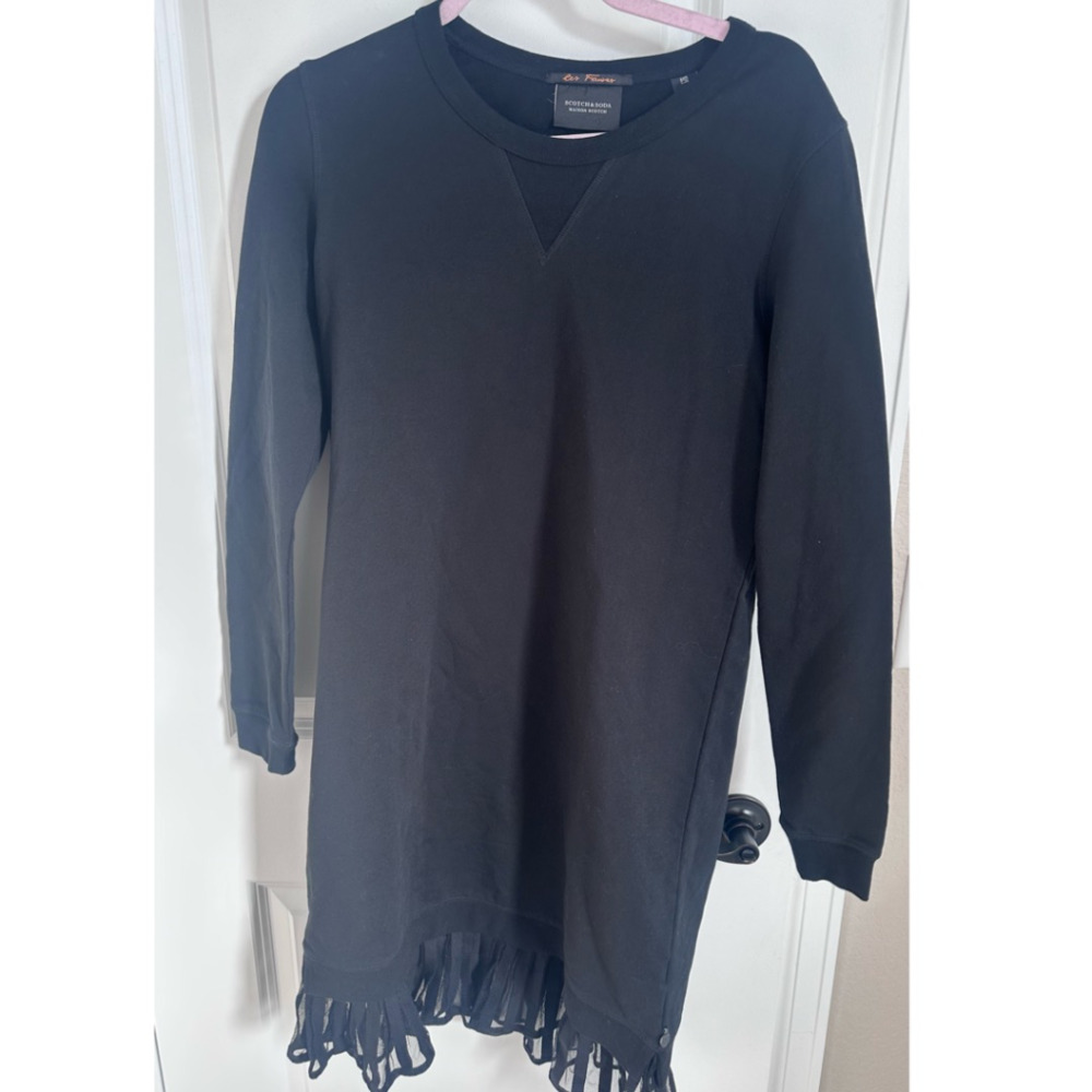 Scotch & Soda Black Pullover Midi Sweater Dress